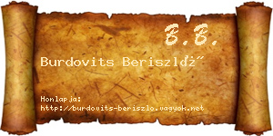 Burdovits Beriszló névjegykártya